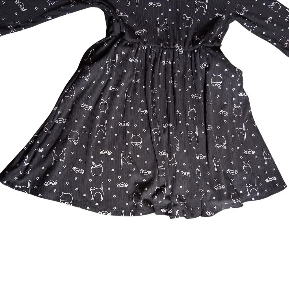 Halloween Print Black Size 10 Girls Dress Black Cat Cauldron Spiders Spooky